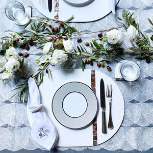 Sophisticated and Decidedly Modern Lacquer Shell <b>Placemats</b> Inlaid Mother of Pearl <b>Round</b> Table <b>Placemat</b> Mdf <b>Placemats</b> - Product Image 6