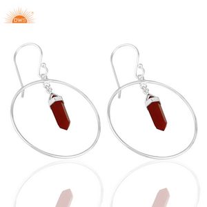 Pendiente colgante de piedras preciosas de ónix rojo Natural de plata de ley de nuevo diseñador, joyería para mujer, regalo para ella - Product Image 2
