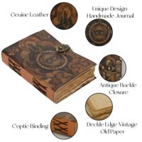 Cuaderno de Cuero de Búfalo Hecho a Mano, Estilo Vintage Retro, 9x7 Pulgadas, Encuadernación Cosida, Logotipo Grabado, Cuaderno de Bocetos, Regalo Impermeable