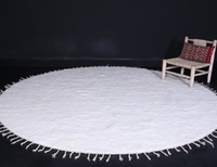 Tapis rond blanc moelleux pour couloir, tapis berbère marocain en laine véritable, fait main, lavable, toutes saisons