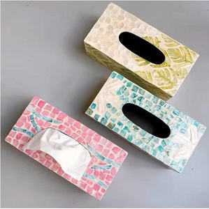 Caja de Pañuelos con Incrustaciones de Nácar, Elegante Decoración de Mesa con Incrustaciones de Concha - Product Image 4