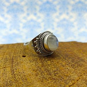 925 bijoux fins en argent Sterling magnifiquement conçu bague de forme ovale arc-en-ciel pierre de lune pierres précieuses Cabochon coupe mariage décontracté - Product Image 1