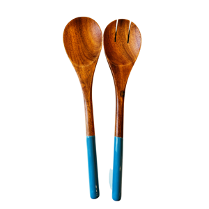 Colour match using VeroUltra materials WOODEN <b>SALAD</b> <b>SERVER</b> SET OF 2 HAND MADE UNIQUE KITCHENWARE ITEM HANDICRAFT - Product Image 2