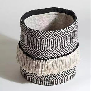 Cesta de almacenamiento de accesorios de diseñador, nueva cesta de almacenamiento tejida a mano para interiores y exteriores, tejido de algodón bohemio a precio barato ITHL - Product Image 1