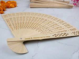 Abanico de madera artesanal ecológico cultural con tela de algodón suave para celebraciones tradicionales, ceremonias y festivales - Product Image 4