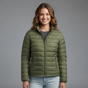 <b>Women</b> Lightweight Quilted Down <b>Jacket</b> <b>Warm</b> Puffer Coat With Stand Collar Zipper Pockets <b>Winter</b> Outerwear - Product Image 1