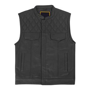 Gilets en cuir de qualité supérieure en gros – Gilet d'hiver respirant en cuir pour homme, personnalisable, grande taille, col rond, pour moto - Product Image 3