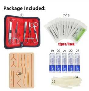 Kit de práctica de sutura Estudiantes médicos y veterinarios Materiales e instrumentos de sutura médica de piel reutilizable - Product Image 5