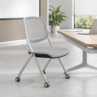 Chaise de bureau pliable et empilable avec roulettes, dossier en maille, chaises d'invités pour salle de réunion, salle d'attente, salle de formation, bureau à domicile