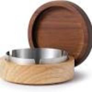 ที่เขี่ยบุหรี่ไม้ทรงกลมพร้อมเปลือกไม้ดีไซน์สำหรับใช้ในบ้านและสำนักงาน - Product Image 4