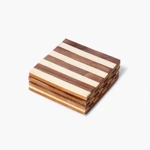 Hot Selling Stripe Design Wooden Coaster <b>Set</b> <b>Square</b> Pattern Kitchen Accessories Tableware PC Material Pad from India - Product Image 4