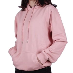 Sudadera con Capucha Corta para Mujer, 100% Algodón, Logotipo 3D en Relieve, Color Rosa Liso, Sudadera con Capucha para Mujer - Product Image 2