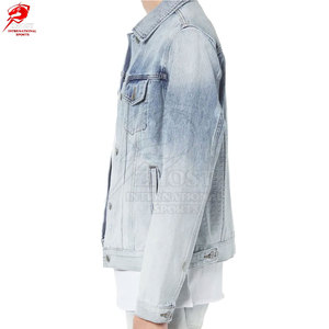 เสื้อแจ็คเก็ตยีนส์ผู้ชายสีซีดทรงปกติ ปกเสื้อพับได้ สไตล์ลำลอง ผ้าฝ้าย ติดกระดุมหน้าแบบแถวเดียว - Product Image 2