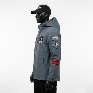 Veste Softshell Premium Coupe-Vent Imperméable en Polyester Spandex Tissu Gris Couleur Logo Personnalisé Veste Softshell pour Homme - Product Image 5