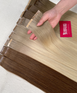 Precio al por mayor cinta de doble dibujado en extensiones de cabello humano extensiones de cabello de trama de hueso de color natural cabello liso - Product Image 6