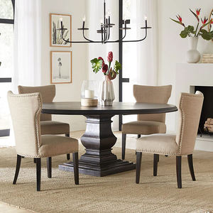 Tendencias y Diseño para el Hogar, Mesa de Comedor Redonda Moderna de 72 Pulgadas, Base de Madera de Mango Maciza con Acabado Marrón Antiguo - Product Image 1