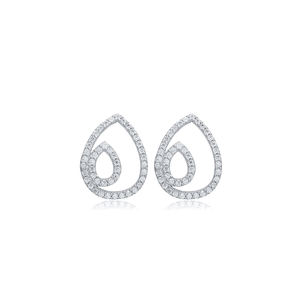 Pendientes de tuerca de piedra CZ de diseño ovalado entrelazado 925 Plata hecha a mano al por mayor joyería fina turca - Product Image 5