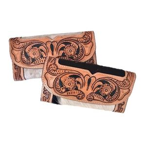 Cartera Bifold de Cuero Genuino Premium con Bloqueo RFID y Conjunto de Bolso de Mano Estilo Vintage con Cierre de Cremallera, Pulseras de Moda Occidental para Mujer - Product Image 1