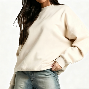 Sweat à capuche pour femme en polaire à col rond en polyester/coton tricoté décontracté d'hiver de luxe personnalisé avec logo sur le devant - Product Image 1