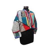 Veste Gudari en coton standard tricotée à la main pour femmes, style ethnique vintage réversible, style indien Kantha, devant