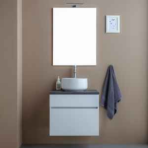 Mueble de Baño Suspendido en Pared de 60cm, Color Blanco con Cajón y Encimera Antracita, Conjunto de Baño Elegante - Product Image 2