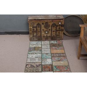 Alfombra Turca Vintage, Alfombra de 2.5x5.3 pies, Alfombra Marrón Verde Estilo Suroeste - Product Image 4