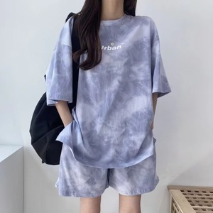 Summer <b>Women</b> Clothing <b>Set</b> <b>Short</b> Sleeve Tshirt <b>Shorts</b> 2Pcs Tie-Dyed Loose <b>T</b> <b>Shirt</b> Sports Casual Suit <b>Set</b> - Product Image 1
