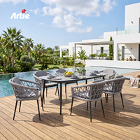 Artie'nin Modern dış mobilya bahçe masa setleri alüminyum otel restoran mobilya dış mekan yemek masası ve sandalyeler