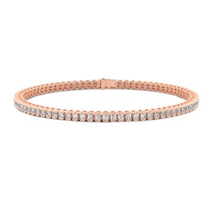 Sleek Half Bezel Round Lab Grown Diamond Tennis Bracelet 2 Ct Tw F-G Color VS Clarity 79 Diamonds 14K <b>Solid</b> <b>Gold</b> Modern Line - Product Image 2