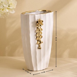 Jarrón de Flores de Cerámica Blanco de Diseño con Detalles Dorados para Decoración de Bodas, Arreglos Florales y Regalos, Venta al por Mayor desde India - Product Image 2