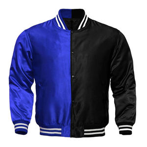 Chaqueta de Béisbol Universitaria Clásica de Satén Transpirable para Hombre, Chaqueta Personalizada con Parche Bordado Estilo Americano y Logotipo Frontal - Product Image 1