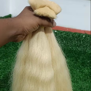 Extensions de cheveux blonds indiens Remy en vrac de qualité exceptionnelle donneur unique brut naturel pour les extensions de cheveux crus - Product Image 1