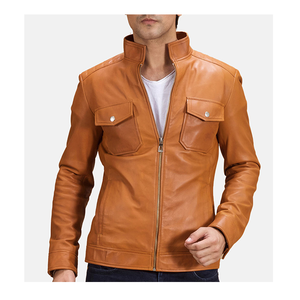 เสื้อแจ็กเก็ตหนังแฟชั่นน้ำหนักเบาของผู้ชายคอลเลกชันฤดูหนาวงานทำมือในปากีสถาน - Product Image 5