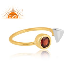 แหวนพลอยโกเมนธรรมชาติชุบทอง18K ปรับได้แหวนเงินแท้แบบละเอียดทันสมัยล่าสุด - Product Image 2