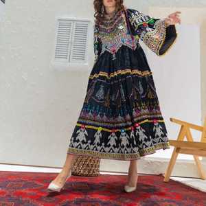 Conceptions personnalisées de haute qualité robe afghane pour femmes respirant manches longues broderie en dentelle vêtements de mariage et de fête vêtements pour femmes - Product Image 4