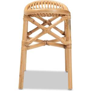 Reposapiés de ratán natural bohemio moderno Elgon, herramienta de torneado hecha a mano - Product Image 3