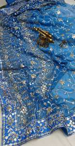 Designer Georgette <b>Saree</b> <b>for</b> Arrival Party Function All Sequence Work Lace Border Embroidery Work Bollywood Style Indian - Product Image 4