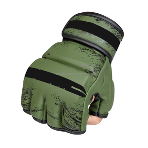 Professional Custom Leather MMA Boxing Gloves Non-Slip Breathable Half Finger Lightweight Hook Loop Closure DWELT GEARS OEM - Product Image 2