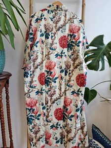 Vestido tipo kimono maxi de algodón para mujer, bata de gran tamaño con mangas largas, informal, verano, primavera, ajuste holgado, tejido no tejido - Product Image 5