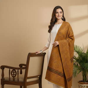 ผ้าคลุมไหลขนสัตว์คูลลูสำหรับผู้หญิง เนื้อนุ่ม ระบายอากาศได้ดี อุ่นสบาย ลายพิมพ์แบบดั้งเดิม ความยาวปานกลาง เหมาะสำหรับการแต่งกายในฤดูหนาวอย่างมีสไตล์ ในราคาประหยัด - Product Image 4