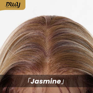 Perruque synthétique Jasmine-DWY 136 Lace Front à raie libre, marron avec mèches blondes, ondulations, dentelle transparente, taille 111 - Product Image 6