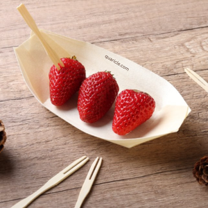 Fourchettes à fruits en bois de bouleau naturel classique pur 90mm jetables apéritifs robustes élégants Desserts Snacking Catering Events Servant - Product Image 5