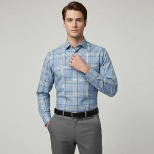 ชุดเดรสลายทางของผู้ชายเสื้อเชิ้ตทรงพอดีตัวแขนยาวเป็นมิตรกับสิ่งแวดล้อม - Product Image 3