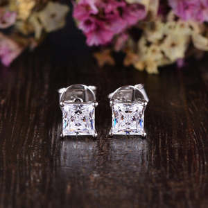 NOVAMART Fine Zarkan Diamond Earrings Ice Cube <b>Silver</b> <b>Studs</b> Wholesale Export - Product Image 1