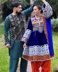 Vestido kuchi vintage étnico tribal, vestido Kuchi tradicional de fiesta Kuchi afgano/Pakistán multicolor vestido Kochi 3079 - Product Image 3