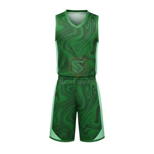 Emerald Marble Swirl Basketball Uniform Sublimated Smooth Mesh Men Youth Team Jersey <b>Shorts</b> Custom Print Factory Direct Uniforms - Product Image 1