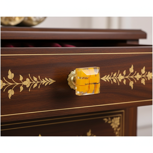 Poignée de commode carrée en résine transparente jaune, poignée d'armoire en résine transparente pour tiroirs, placards et décoration de meubles - Product Image 2