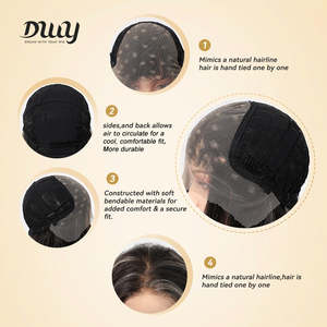 วิกผมสังเคราะห์แบบไม่ต้องใช้กาว Zuri -DWY 136 แบบผูกเชือกด้านหน้า แสกกลาง ความยาวปานกลาง ลอนสีดำ ไฮไลท์สีดำ ลดราคาพิเศษสำหรับผู้หญิง - Product Image 5