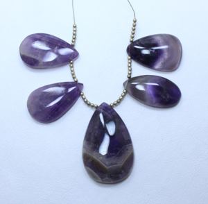 Cuentas de amatista con forma de pera Lisa Tamaño 26X17MM a 40X20MM Aprox. 3 ''pulgadas para hacer joyas - Product Image 1