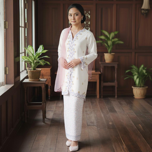 2025 Viral Modest Vintage Embroidered Kebaya <b>Cardigan</b> Eco-Friendly Geometric Pattern Printed Cey Crepe Ironless Ready Stock - Product Image 1